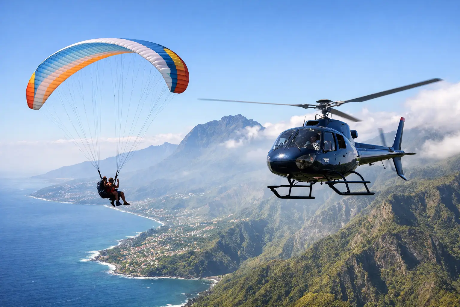 Parapente ou hélicoptère à La Réunion ?