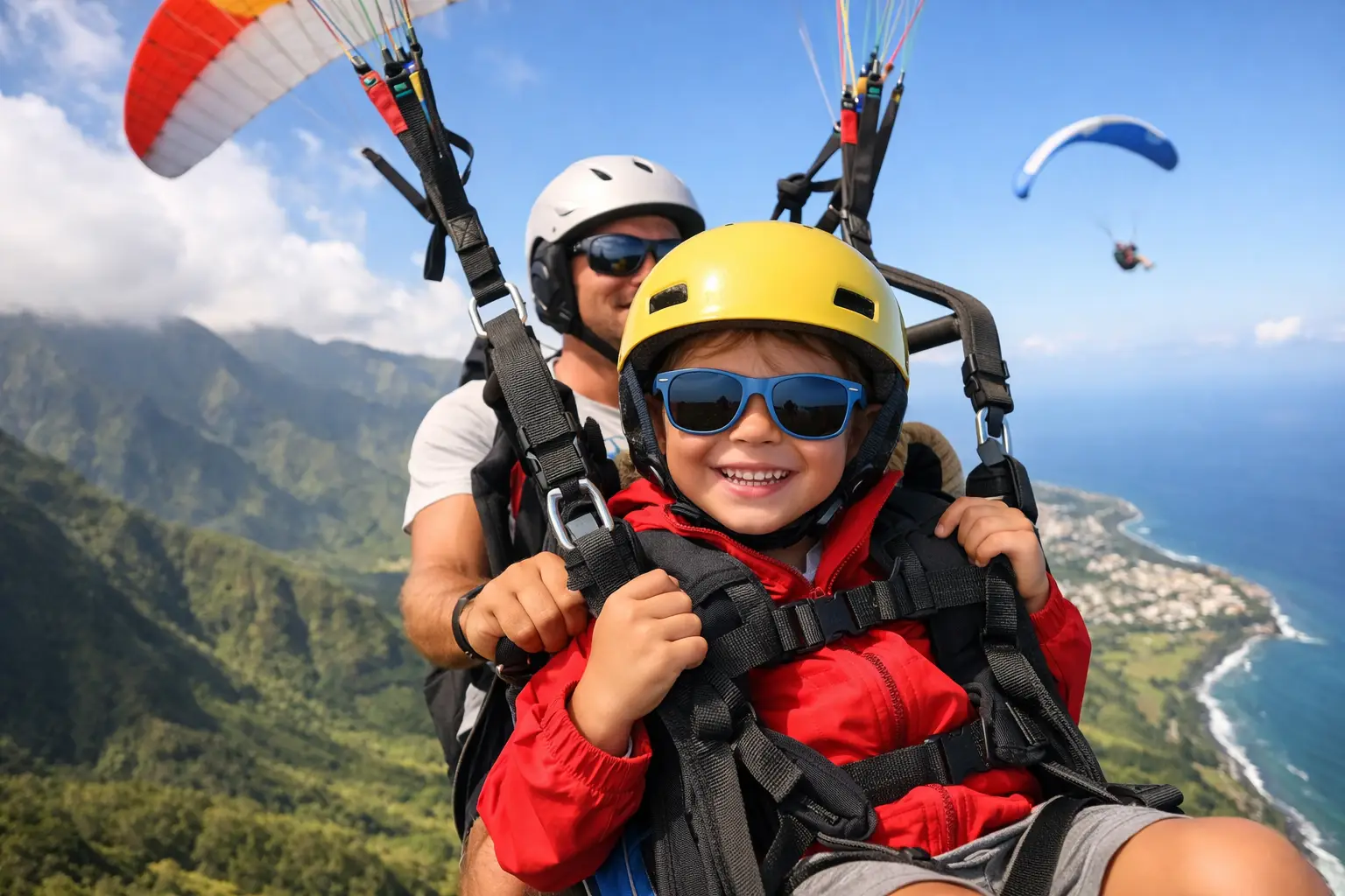 Guide vol parapente pour enfants à La Réunion